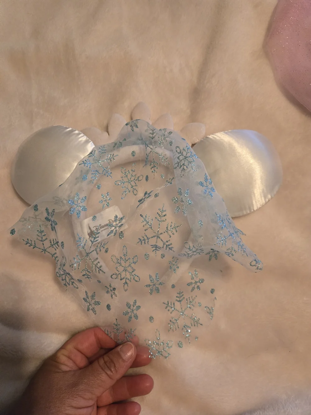 Disney Glitter Pink & Teal Bow Mouse Ear Headband Set